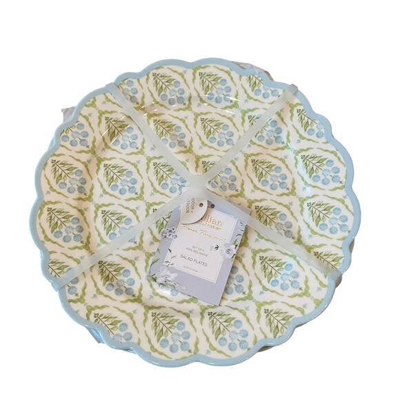 Lillian August French Farmhouse Floral Melamine Salad Plates 9in Set of 4 New - Picture 4 of 15